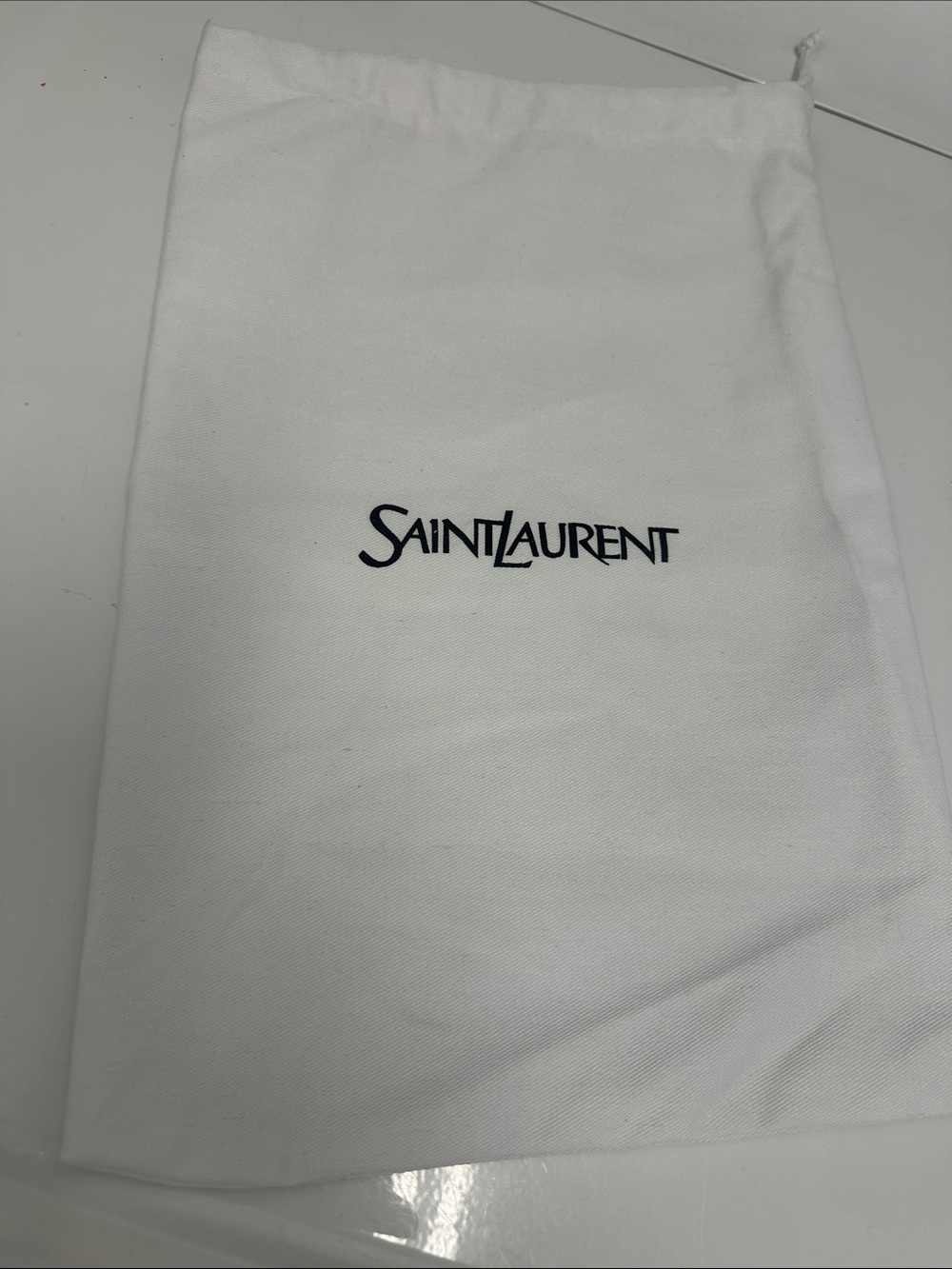 Saint Laurent White Dust Bag with Black Logo